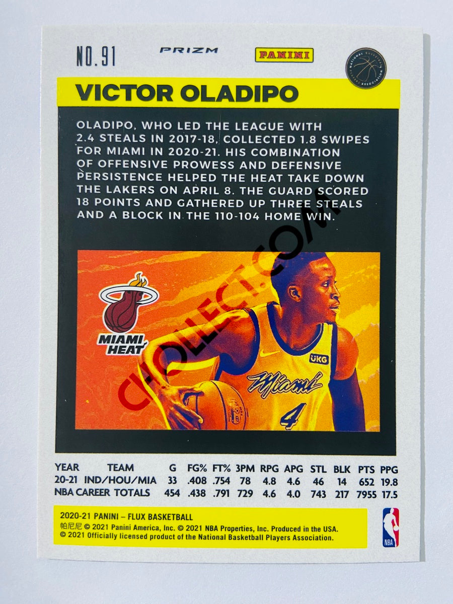 Victor Oladipo - Miami Heat 2020-21 Panini Flux Blue Cracked Ice Parallel #91