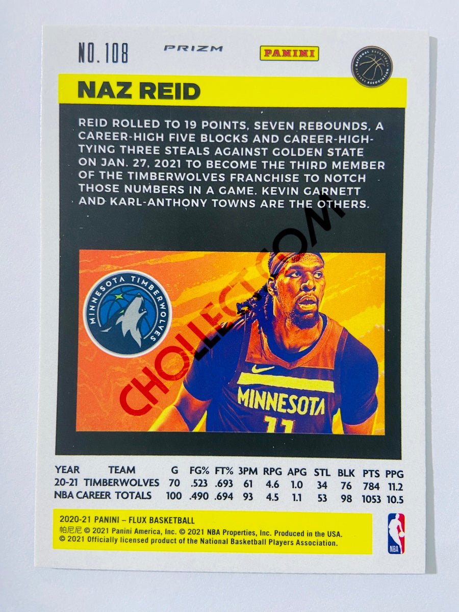 Naz Reid - Minnesota Timberwolves 2020-21 Panini Flux Blue Cracked Ice Parallel #108