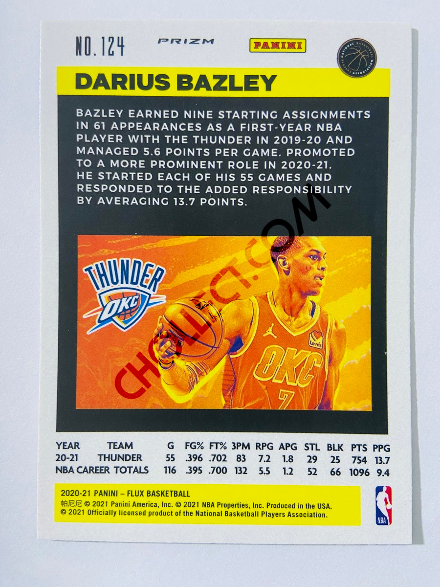 Darius Bazley - Oklahoma City Thunder 2020-21 Panini Flux Blue Cracked Ice Parallel #124