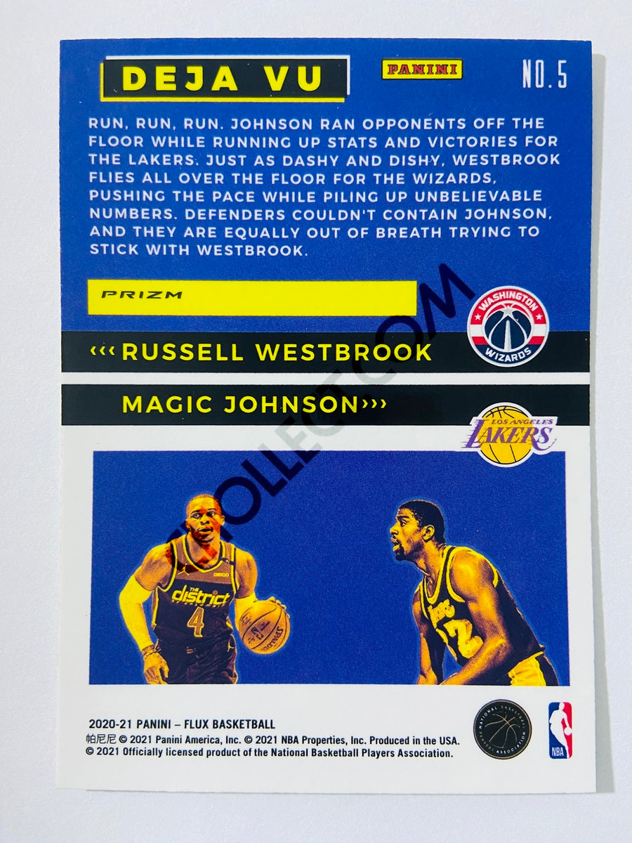 Magic Johnson / Russell Westbrook - Los Angeles Lakers / Washington Wizards 2020-21 Panini Flux Deja Vu Insert Silver Parallel #5