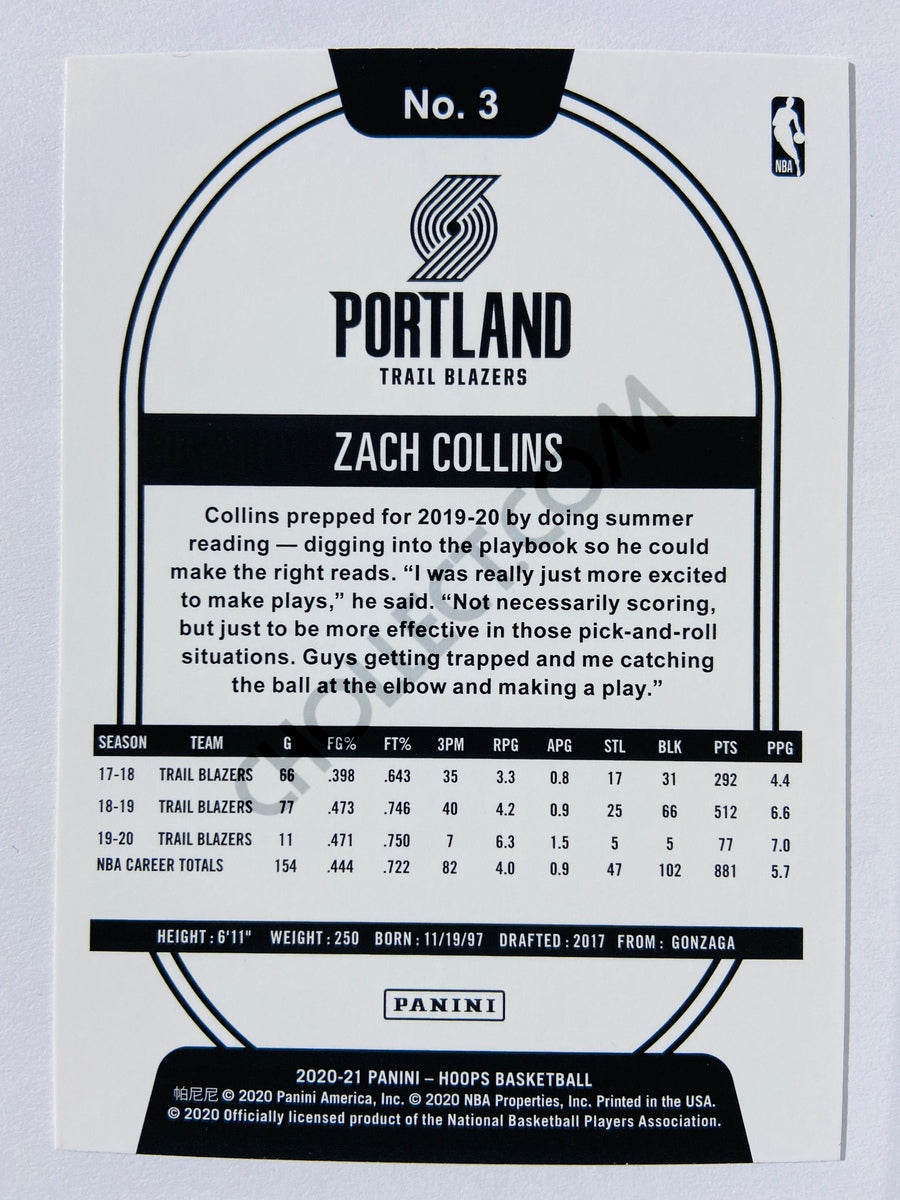 Zach Collins - Portland Trail Blazers 2020-21 Panini Hoops #3