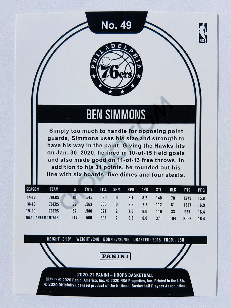 Ben Simmons - Philadelphia 76ers 2020-21 Panini Hoops #49