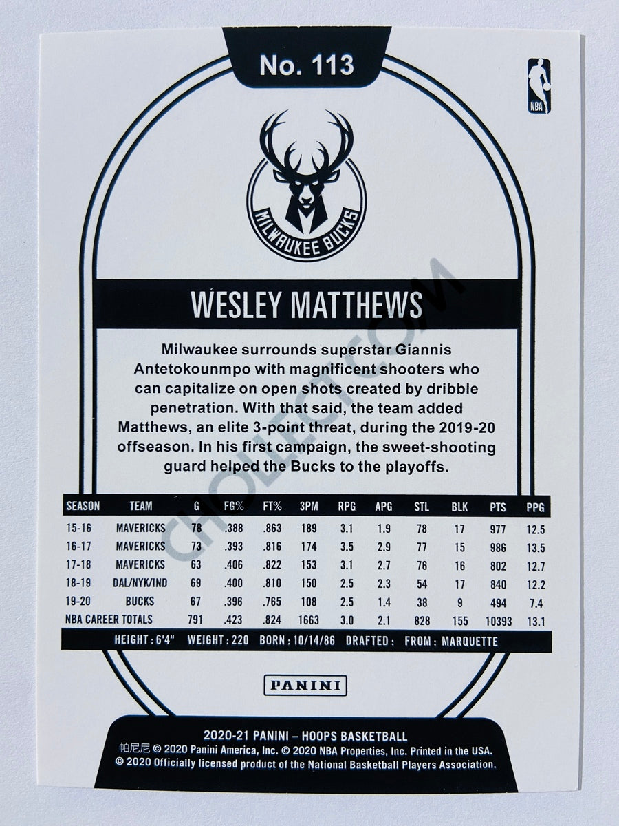 Wesley Matthews - Milwaukee Bucks 2020-21 Panini Hoops #113