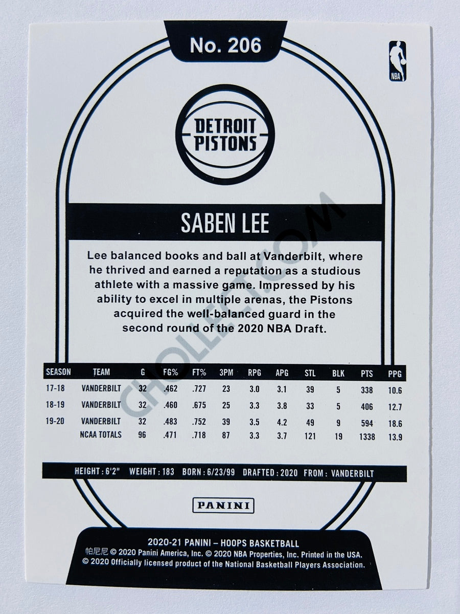 Saben Lee - Detroit Pistons 2020-21 Panini Hoops RC Rookie #206