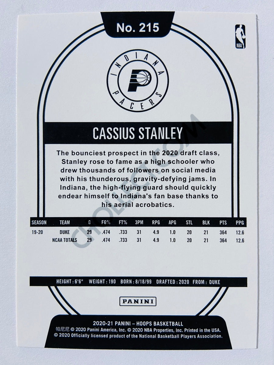 Cassius Stanley - Indiana Pacers 2020-21 Panini Hoops RC Rookie #215