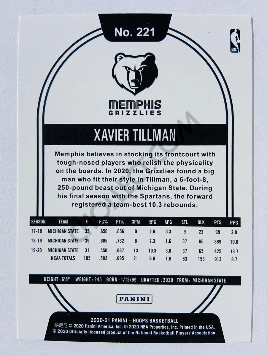 Xavier Tillman - Memphis Grizzlies 2020-21 Panini Hoops RC Rookie #221