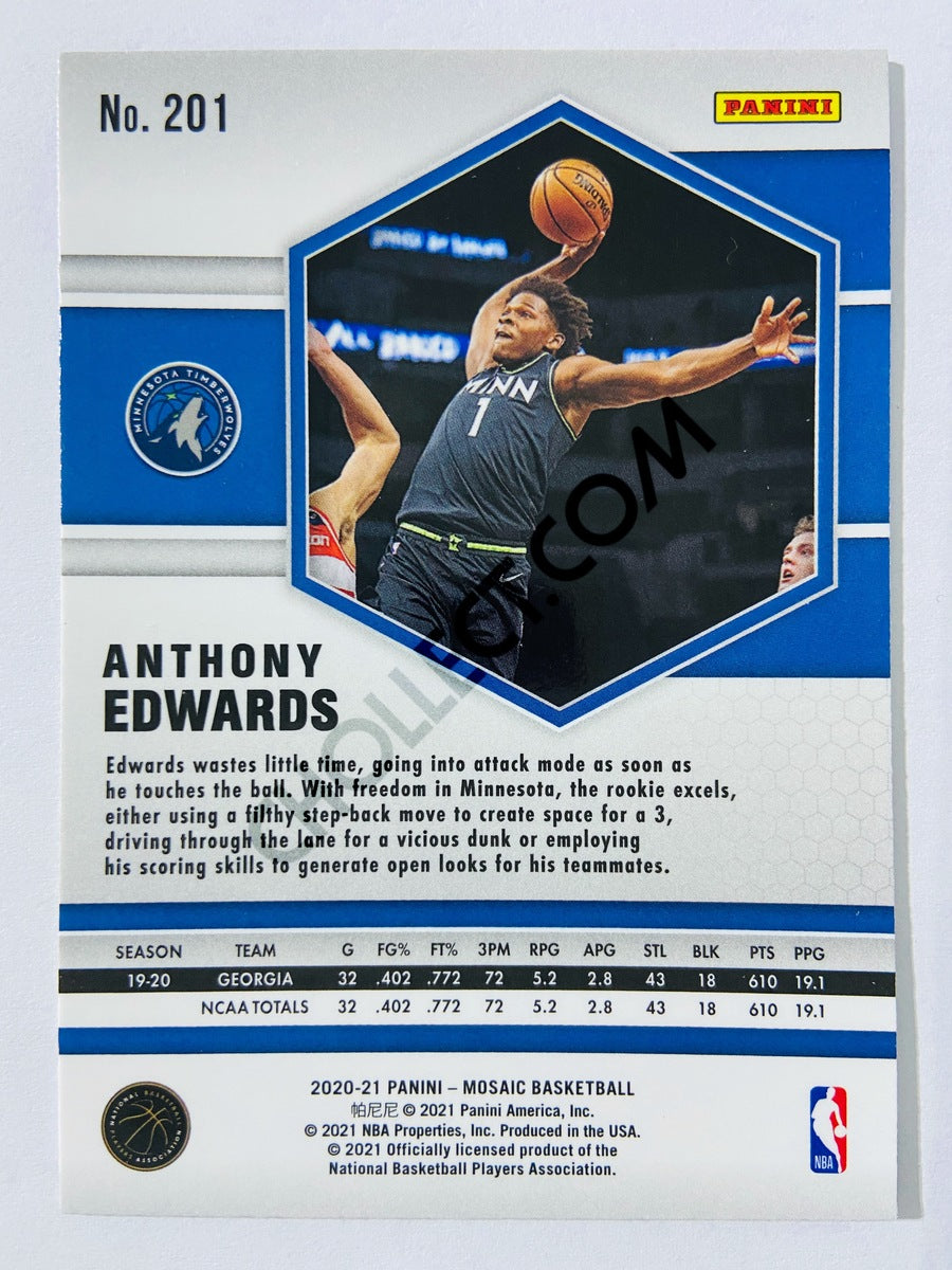 Anthony Edwards - Minnesota Timberwolves 2020-21 Panini Mosaic RC Rookie #201