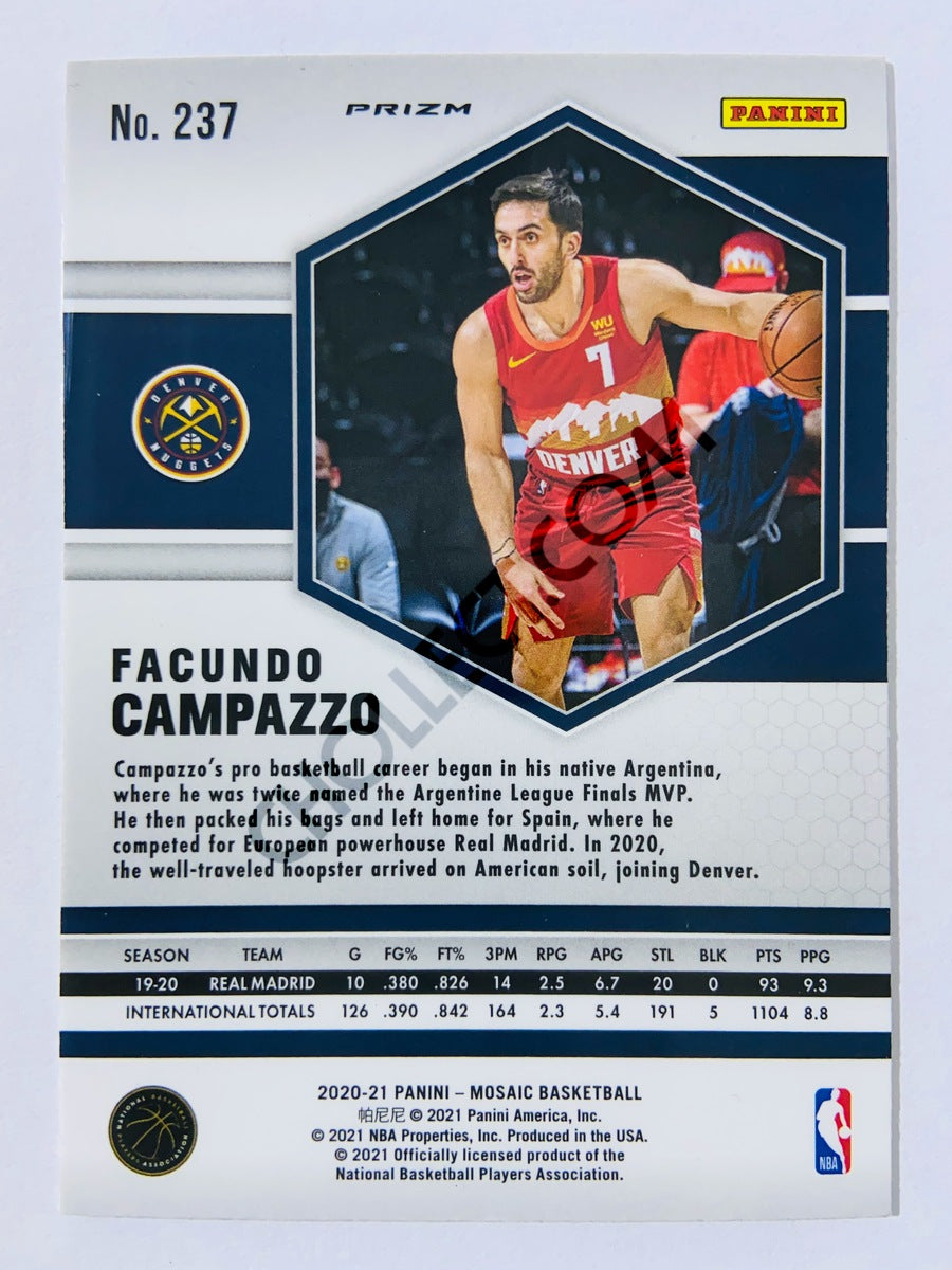 Facundo Campazzo – Denver Nuggets 2020-21 Panini Mosaic Pink Camo Parallel RC Rookie #237