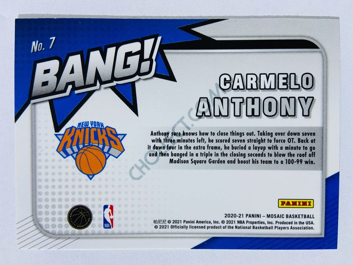 Carmelo Anthony – New York Knicks 2020-21 Panini Mosaic Bang! #7