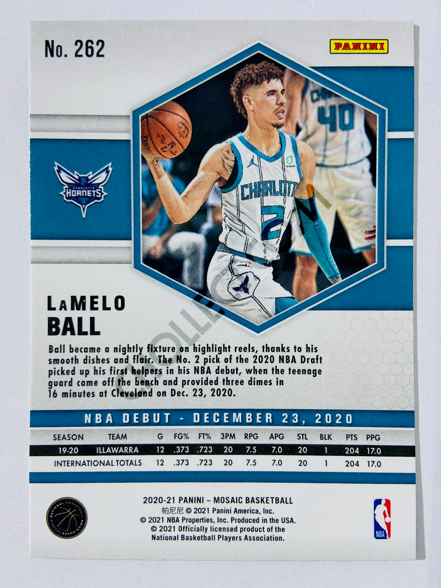 LaMelo Ball - Charlotte Hornets 2020-21 Panini Mosaic NBA Debut RC Rookie #262