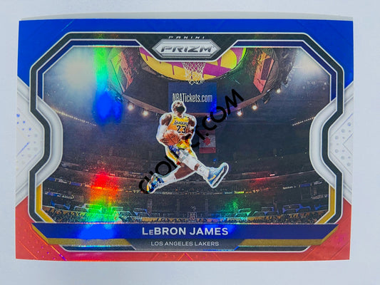 LeBron James – Los Angeles Lakers 2020-21 Panini Prizm Red/White/Blue Parallel #1 (Kobe Bryant Tribute Dunk)