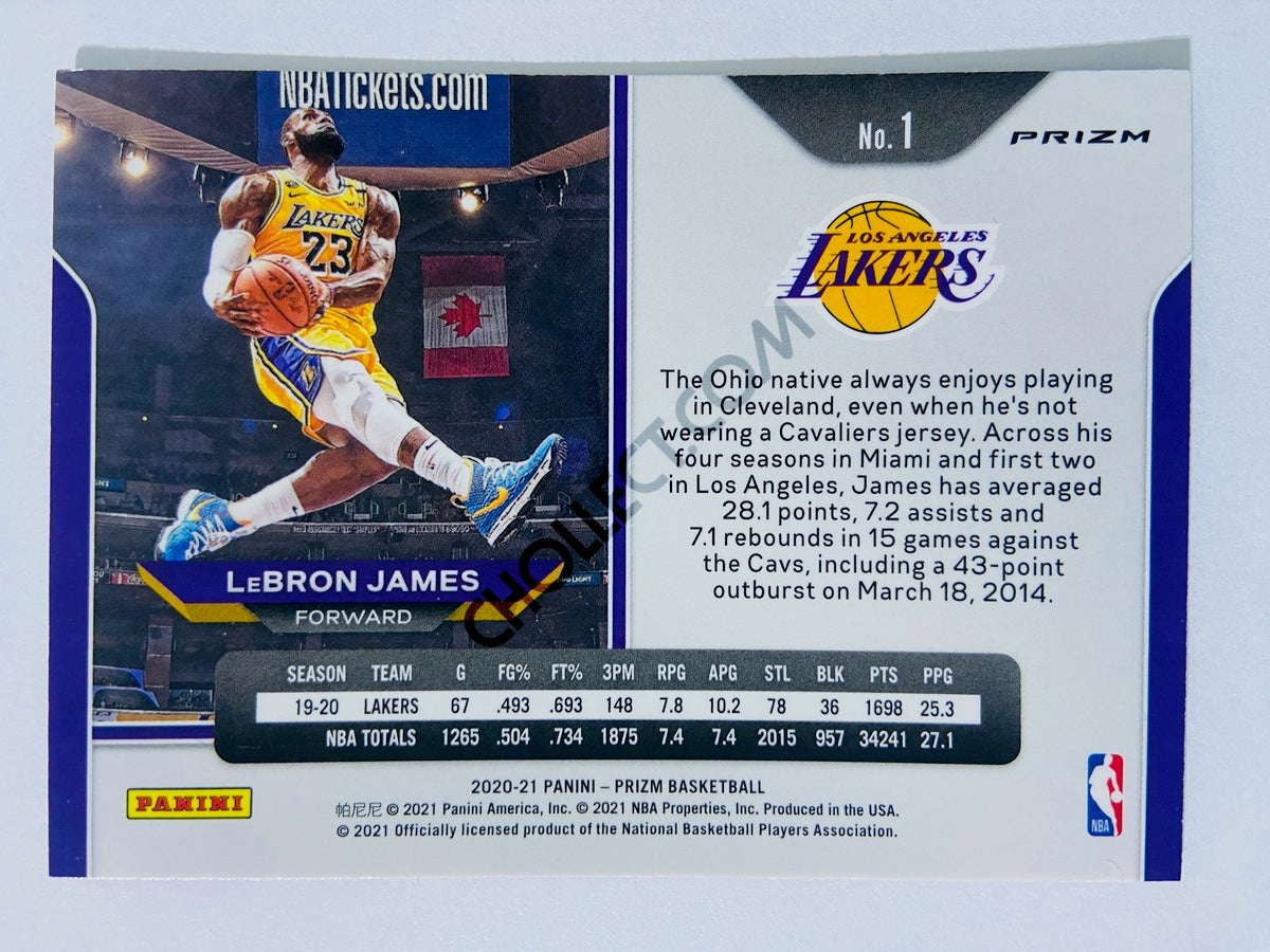 LeBron James – Los Angeles Lakers 2020-21 Panini Prizm Red/White/Blue Parallel #1 (Kobe Bryant Tribute Dunk)