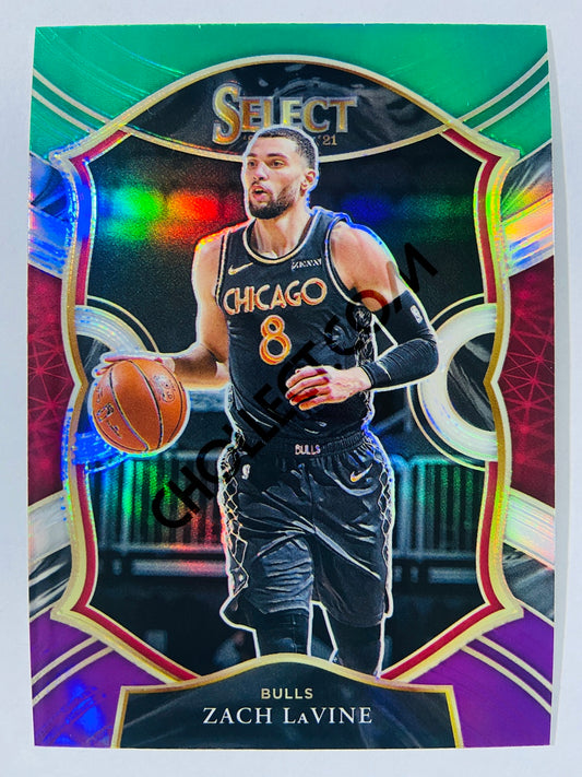 Zach Lavine - Chicago Bulls 2020-21 Panini Select Concourse Green White Purple Parallel #14