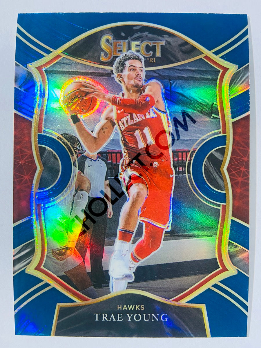 Trae Young - Atlanta Hawks 2020-21 Panini Select Concourse Blue Retail Silver Prizm #2