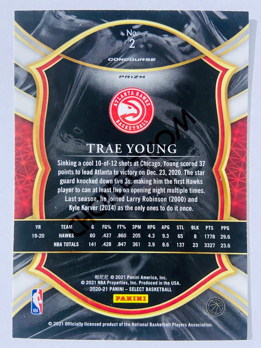 Trae Young - Atlanta Hawks 2020-21 Panini Select Concourse Blue Retail Silver Prizm #2