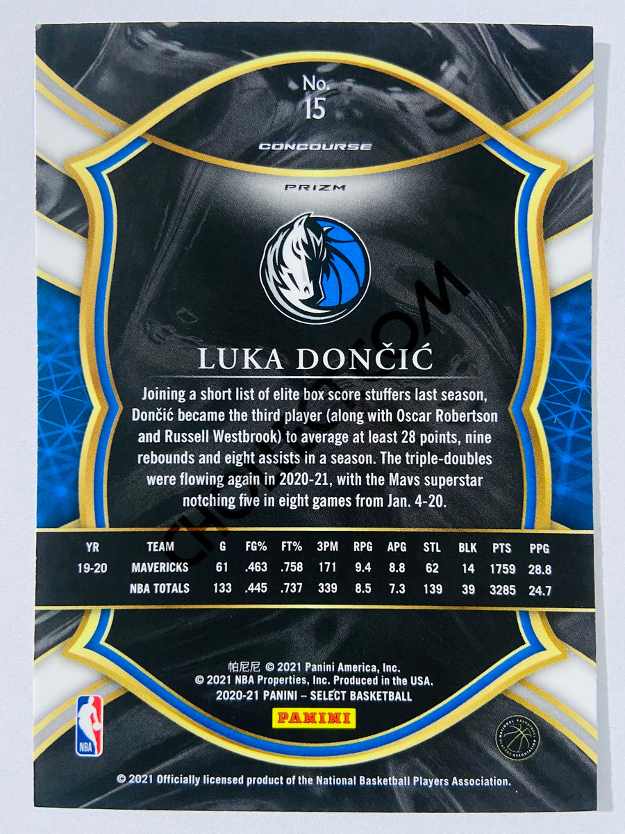 Luka Doncic - Dallas Mavericks 2020-21 Panini Select Concourse Green White Purple Parallel #15