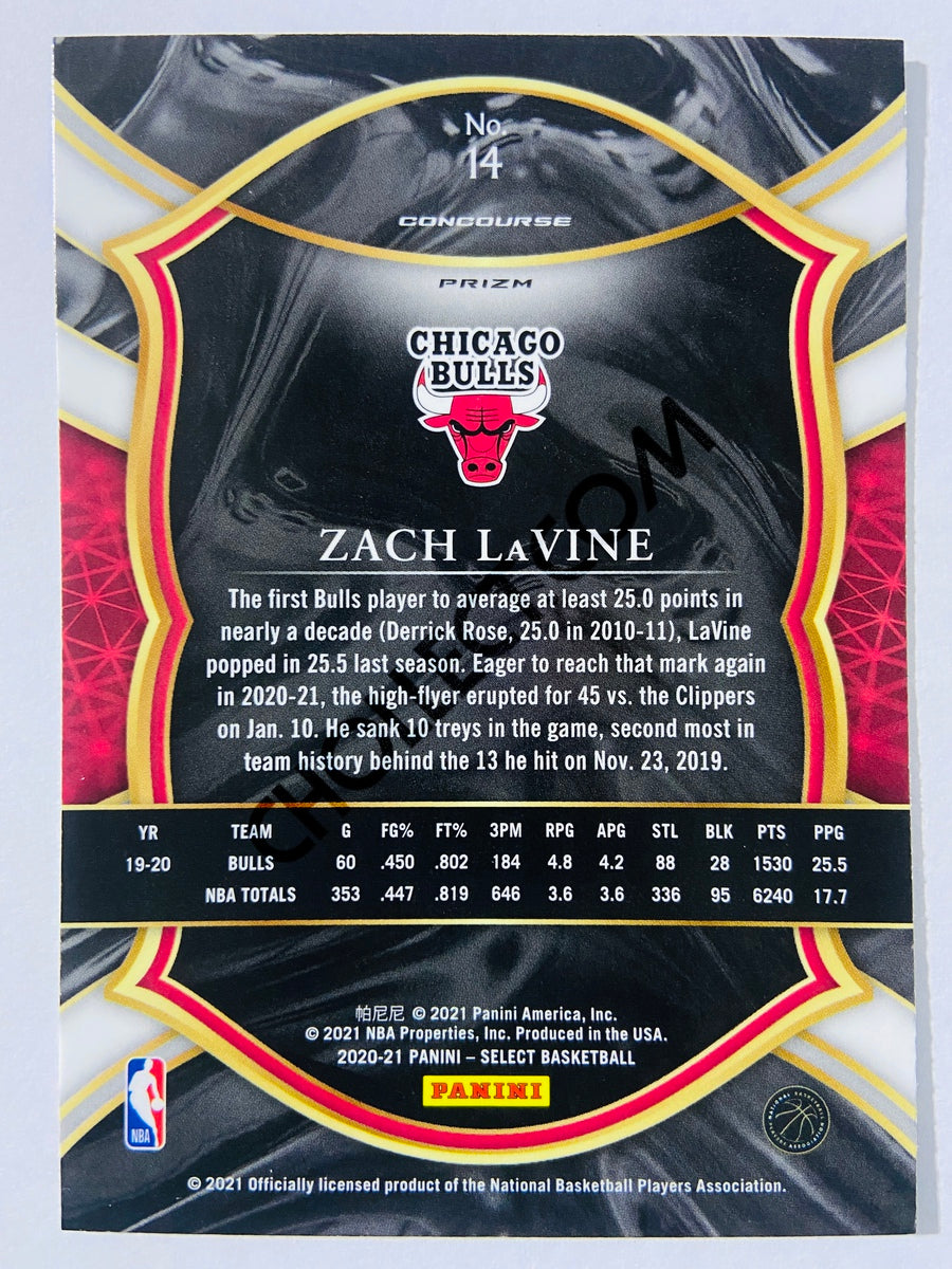 Zach Lavine - Chicago Bulls 2020-21 Panini Select Concourse Blue Retail Silver Prizm #14