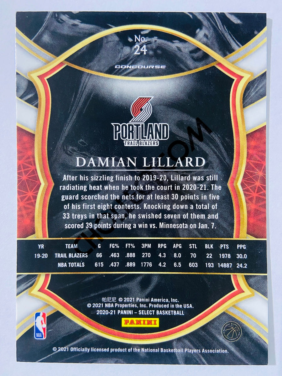 Damian Lillard - Portland Trail Blazers 2020-21 Panini Select Concourse Blue Retail #24