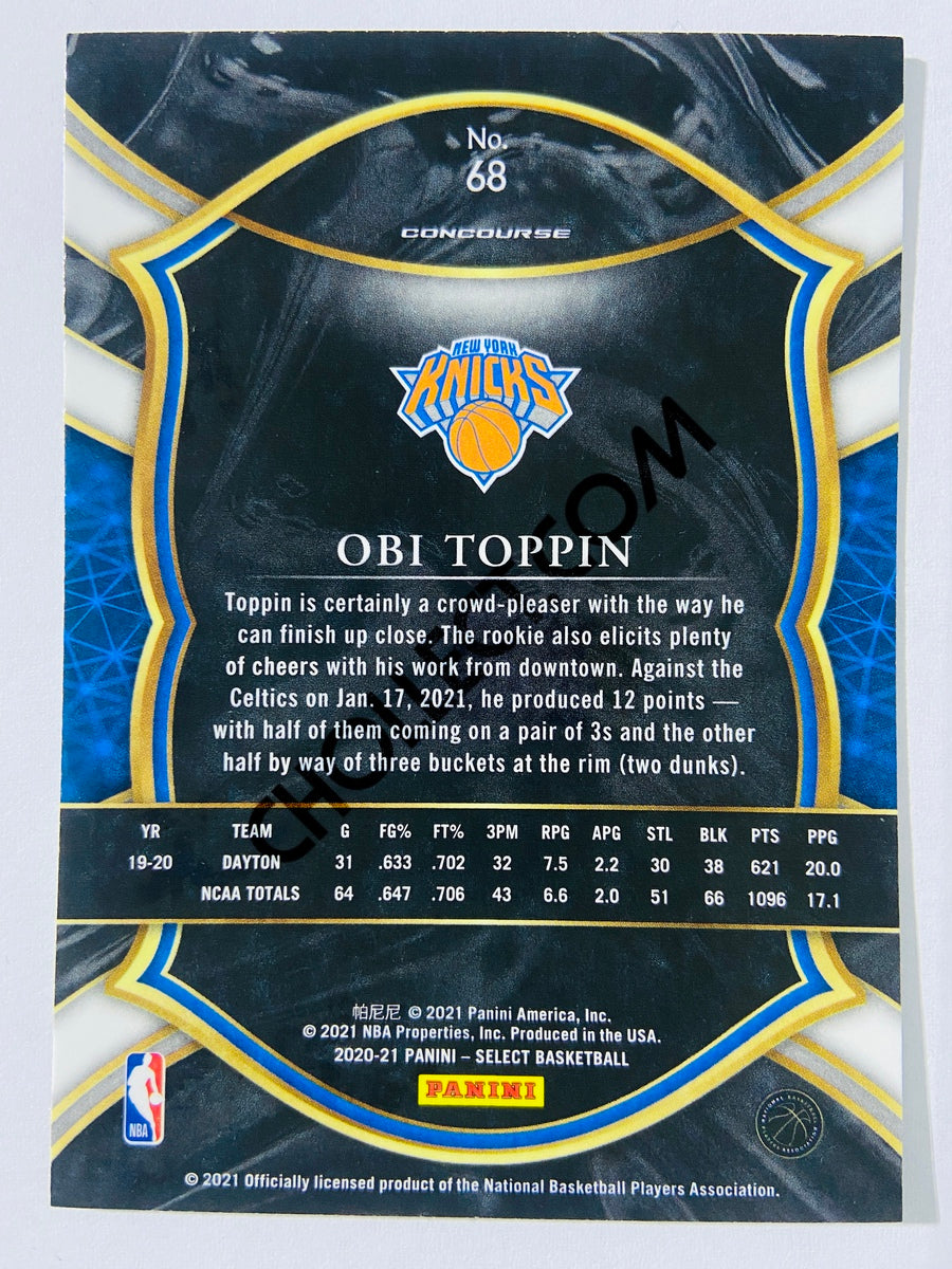 Obi Toppin - New York Knicks 2020-21 Panini Select Concourse Blue Retail RC Rookie #68