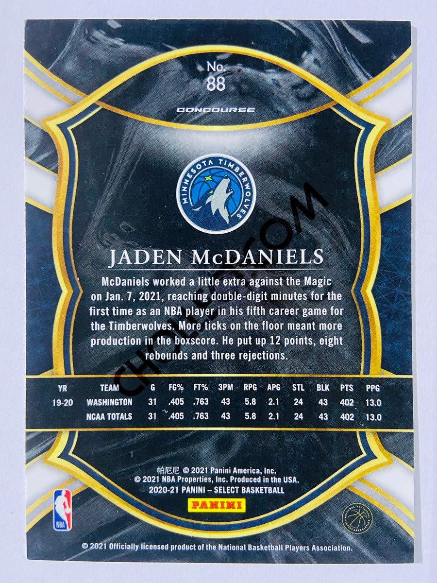 Jaden McDaniels - Minnesota Timberwolves 2020-21 Panini Select Concourse Blue Retail RC Rookie #88