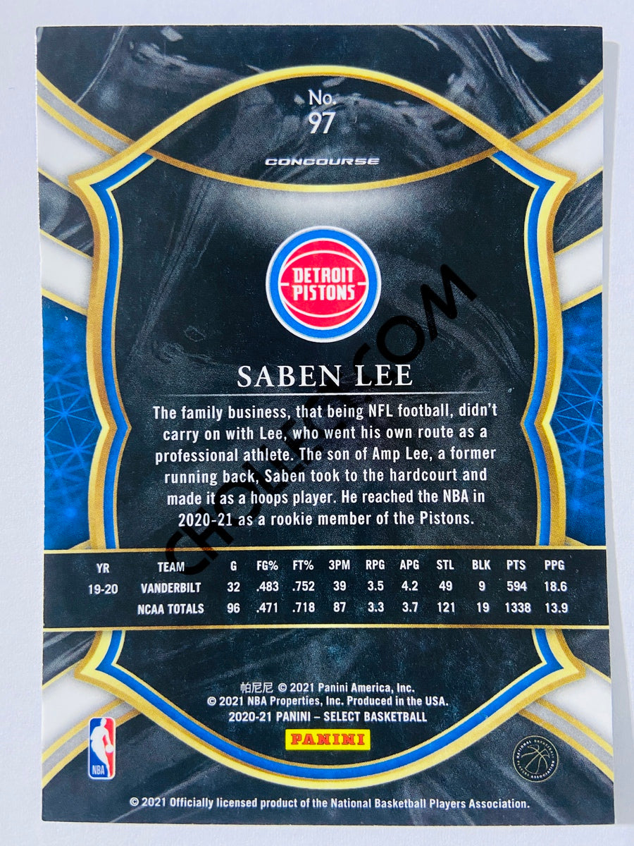 Saben Lee - Detroit Pistons 2020-21 Panini Select Concourse Blue Retail RC Rookie #97