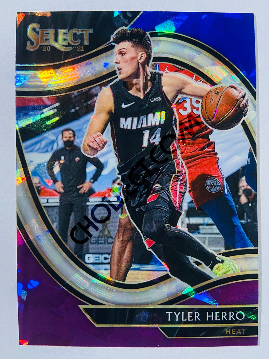 Tyler Herro - Miami Heat 2020-21 Panini Select Courtside Red White Purple Cracked Ice Parallel #225