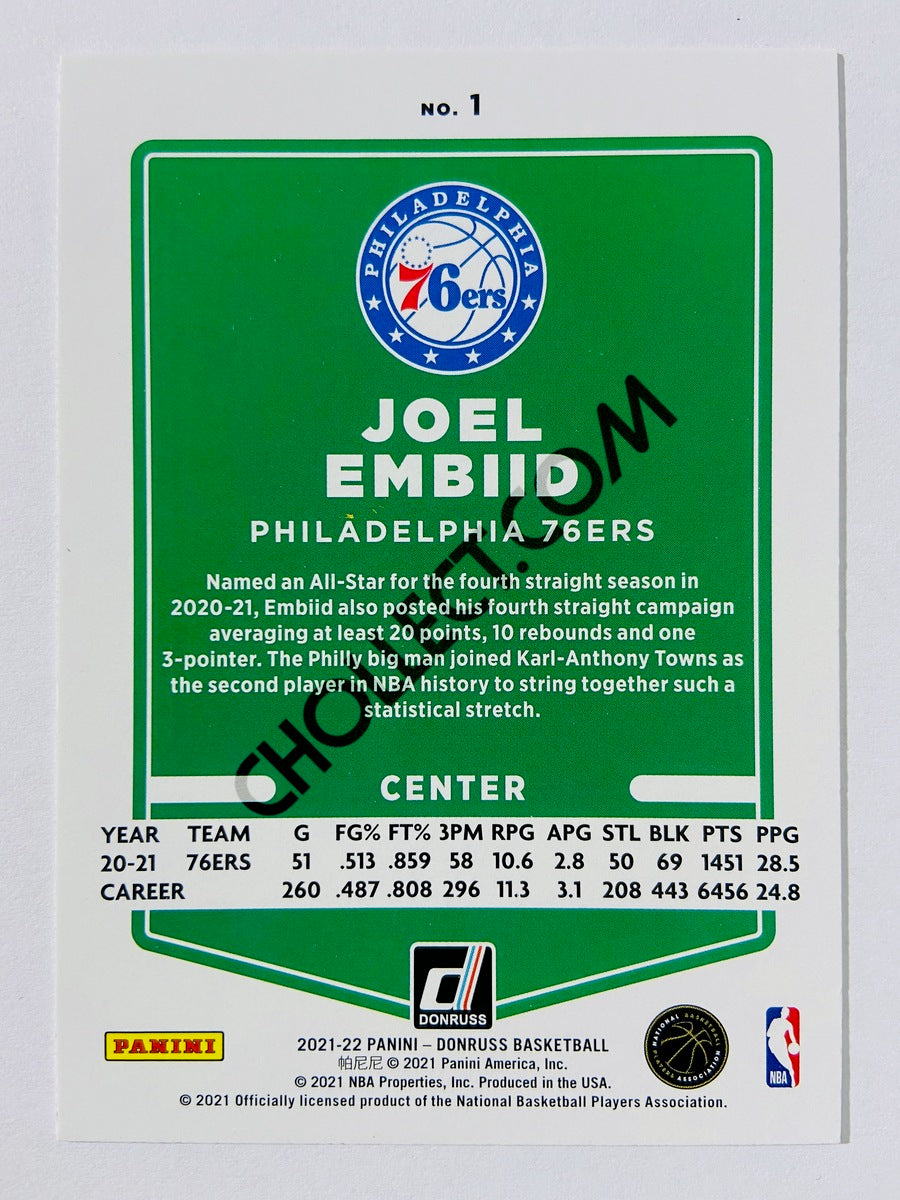 Joel Embiid – Philadelphia 76ers 2021-22 Panini Donruss #1