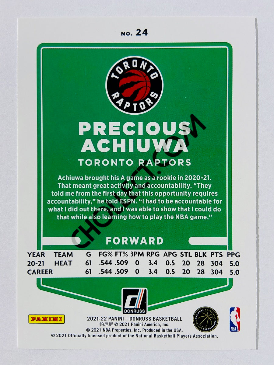 Precious Achiuwa – Toronto Raptors 2021-22 Panini Donruss #24