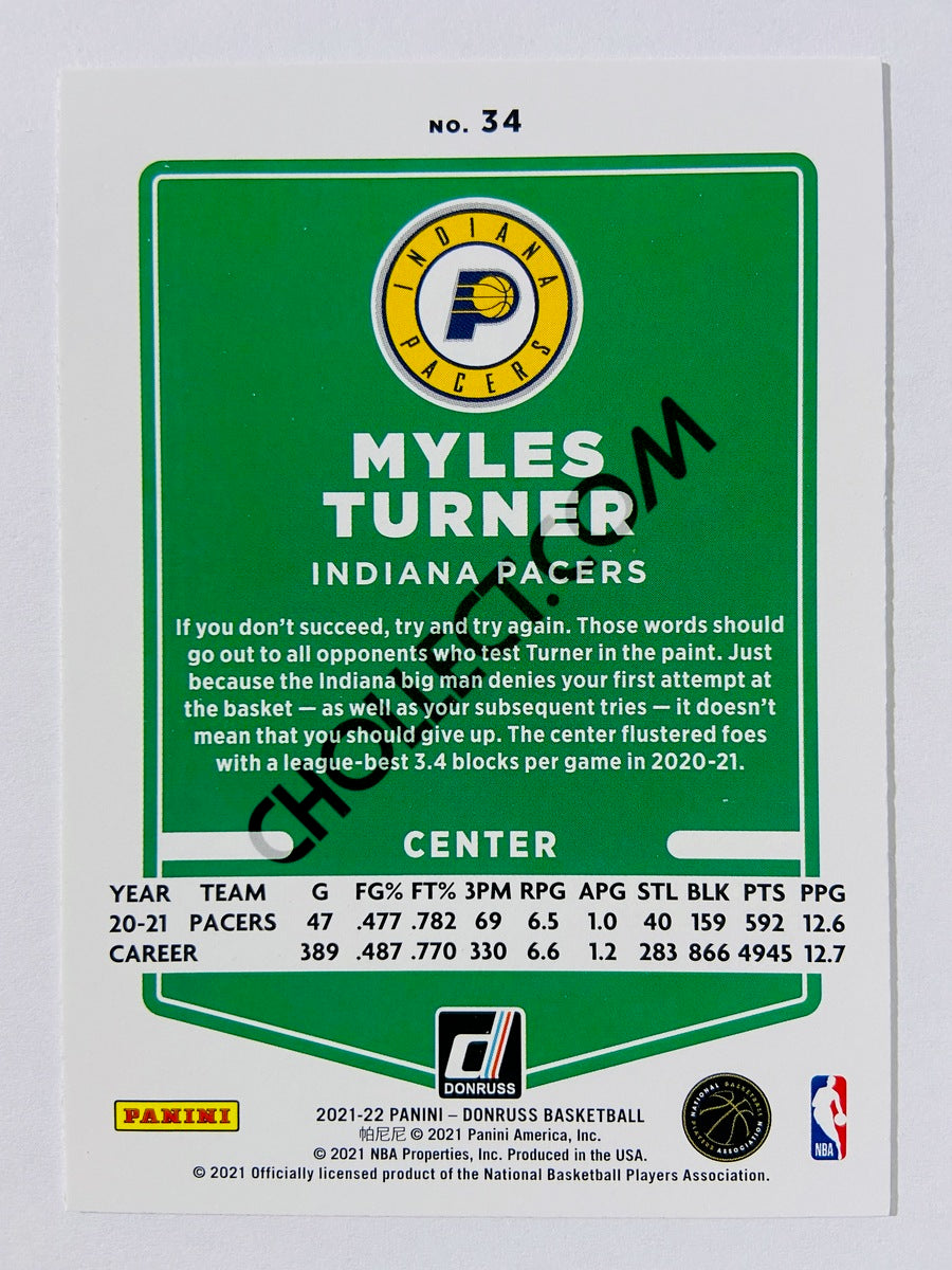 Myles Turner – Indiana Pacers 2021-22 Panini Donruss #34