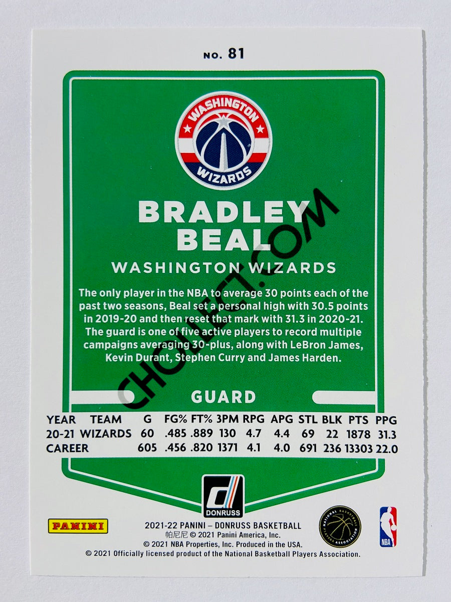 Bradley Beal – Washington Wizards 2021-22 Panini Donruss #81