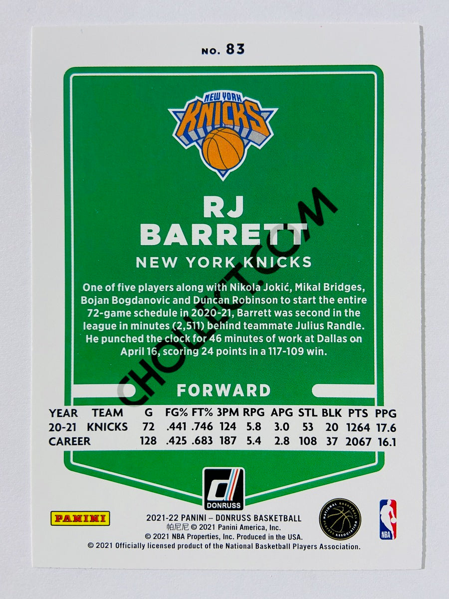 RJ Barrett – New York Knicks 2021-22 Panini Donruss #83