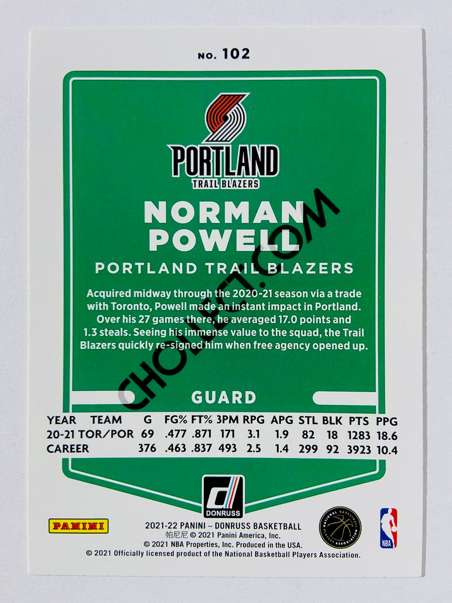 Norman Powell – Portland Trail Blazers 2021-22 Panini Donruss #102