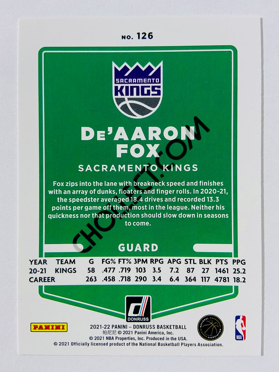 De'Aaron Fox – Sacramento Kings 2021-22 Panini Donruss #126