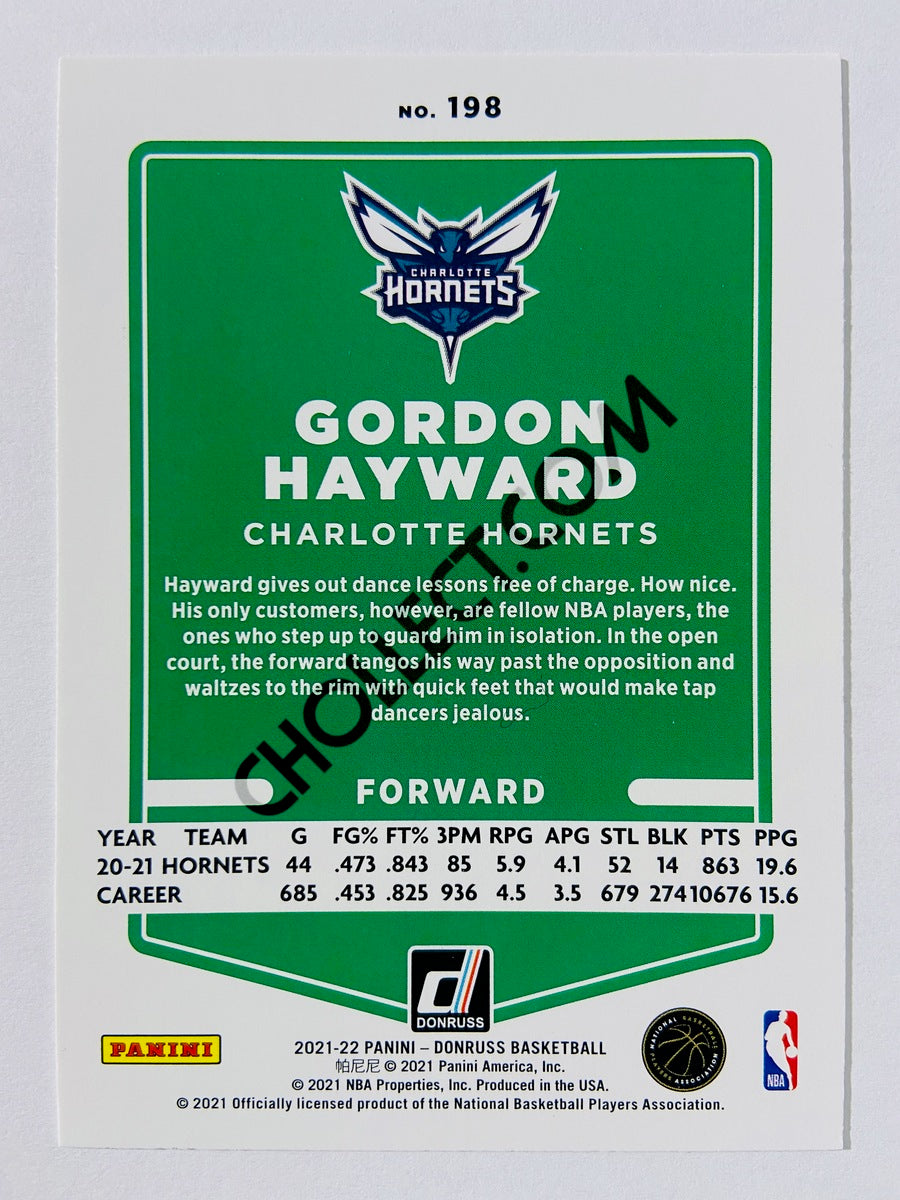 Gordon Hayward – Charlotte Hornets 2021-22 Panini Donruss #198