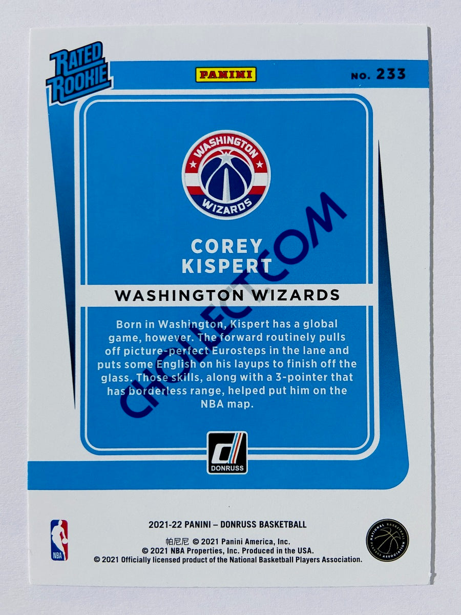 Corey Kispert – Washington Wizards 2021-22 Panini Donruss Rated Rookie #233