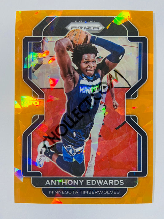 Anthony Edwards – Minnesota Timberwolves 2021-22 Panini Prizm Orange Cracked Ice Prizm Parallel #37