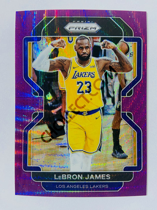 LeBron James – Los Angeles Lakers 2021-22 Panini Prizm Purple Wave Prizm Parallel #91