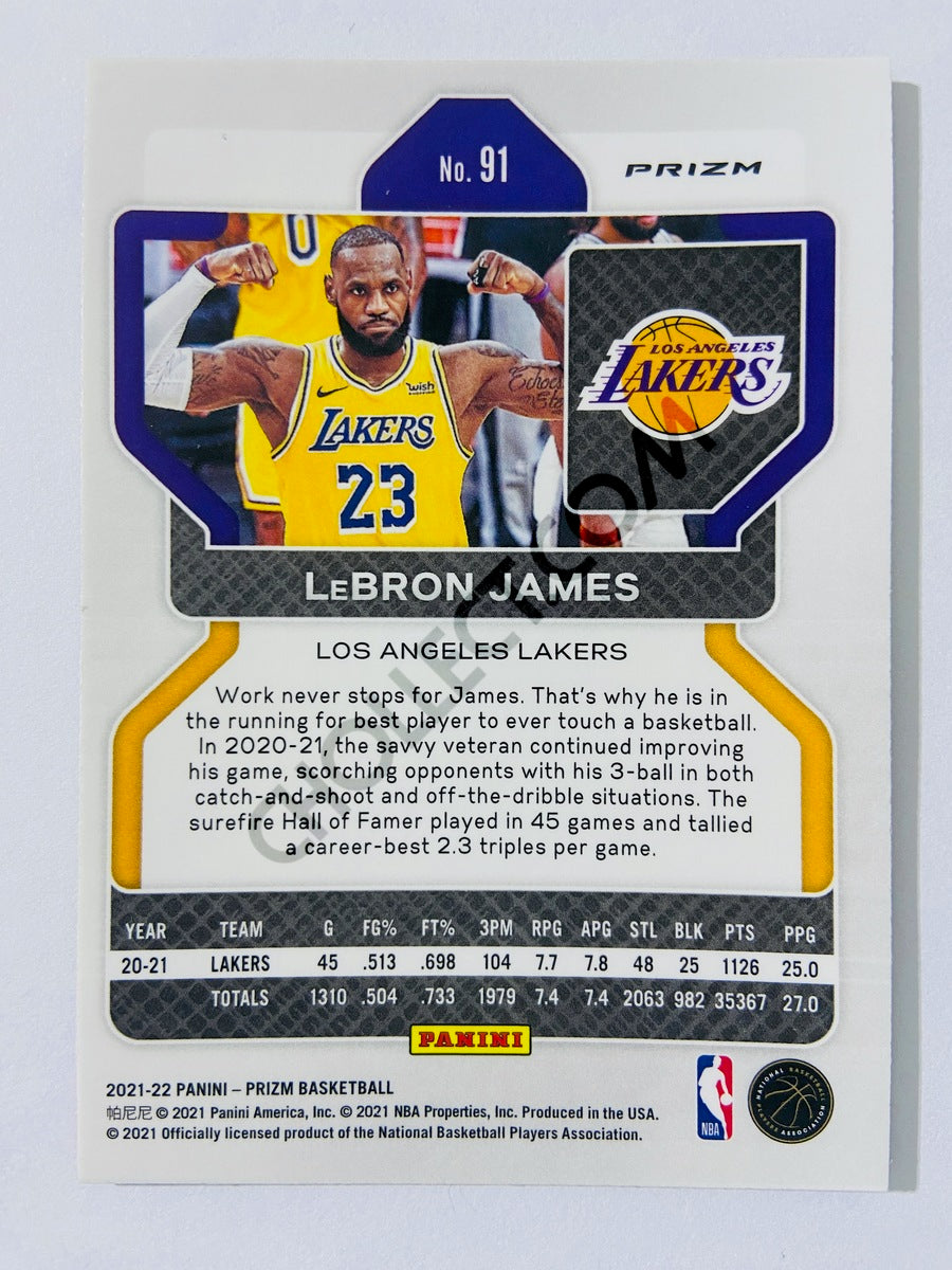 LeBron James – Los Angeles Lakers 2021-22 Panini Prizm Purple Wave Prizm Parallel #91