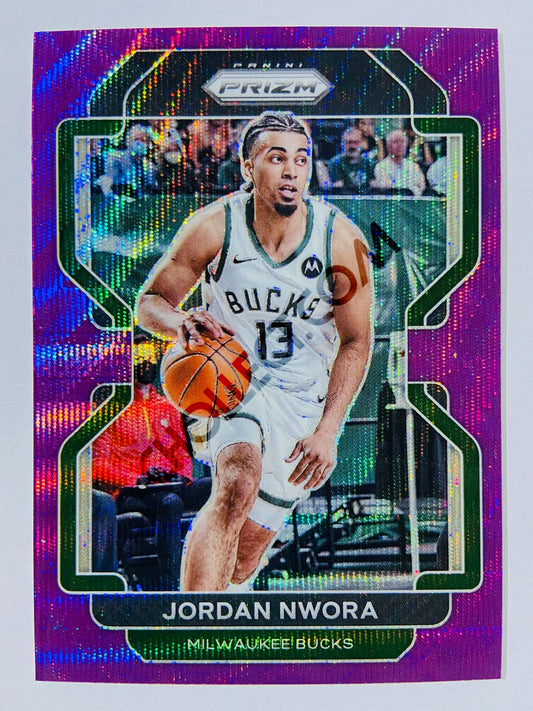 Jordan Nwora - Milwaukee Bucks 2021-22 Panini Prizm Purple Wave Parallel #80