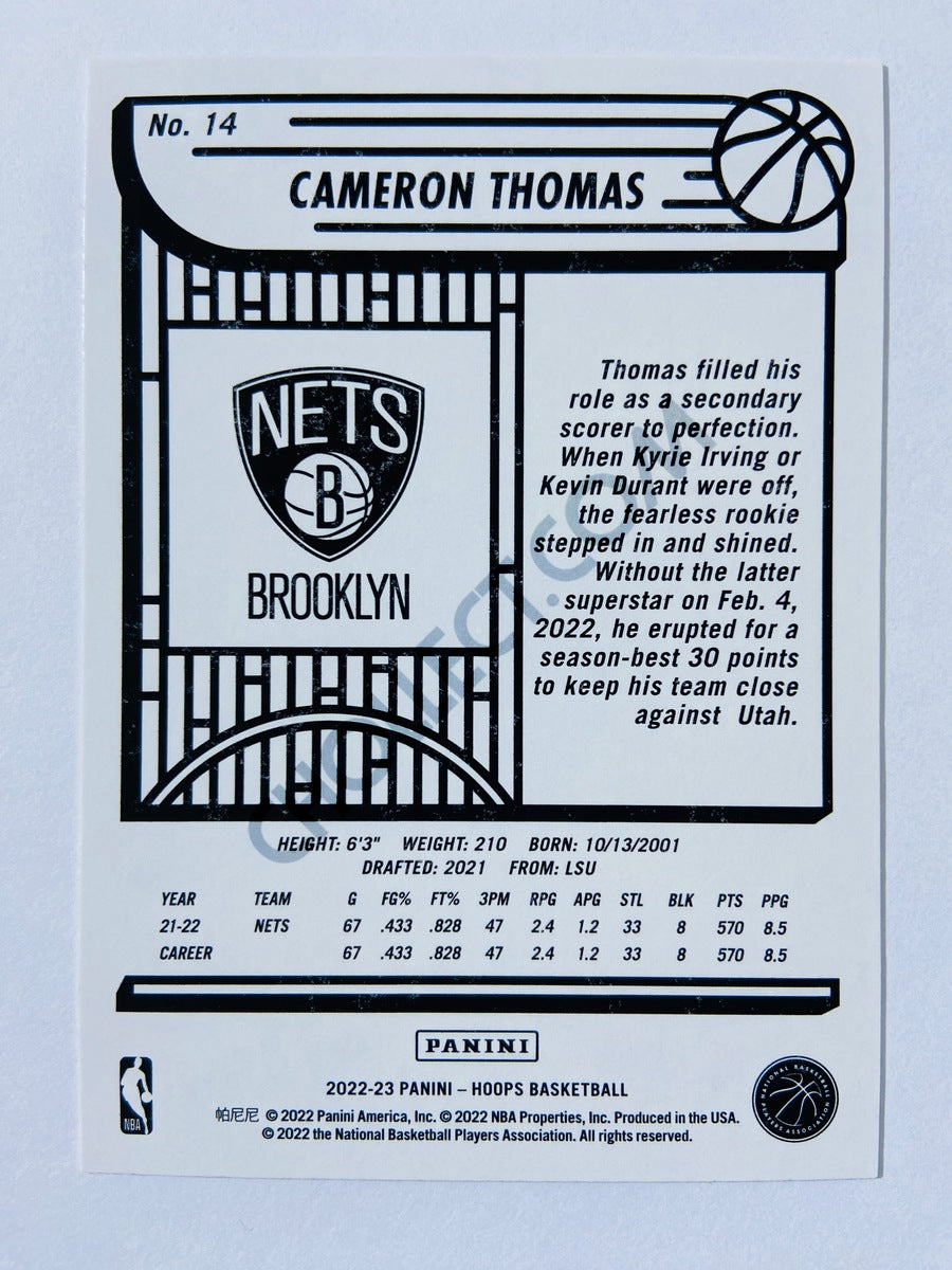 Cameron Thomas - Brooklyn Nets 2022-23 Panini Hoops #14