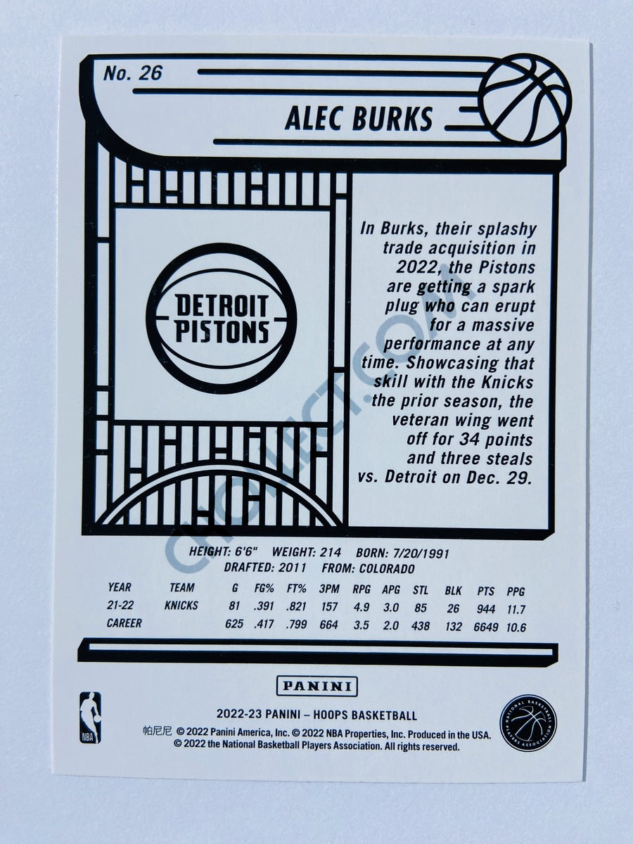 Alec Burks - Detroit Pistons 2022-23 Panini Hoops #26