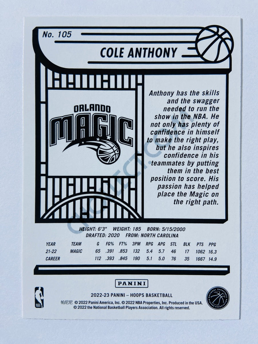 Cole Anthony - Orlando Magic 2022-23 Panini Hoops #105