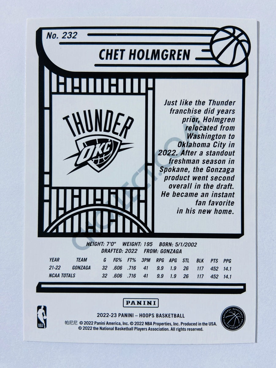 Chet Holmgren - Oklahoma City Thunder 2022-23 Panini Hoops RC Rookie Blue Parallel #232