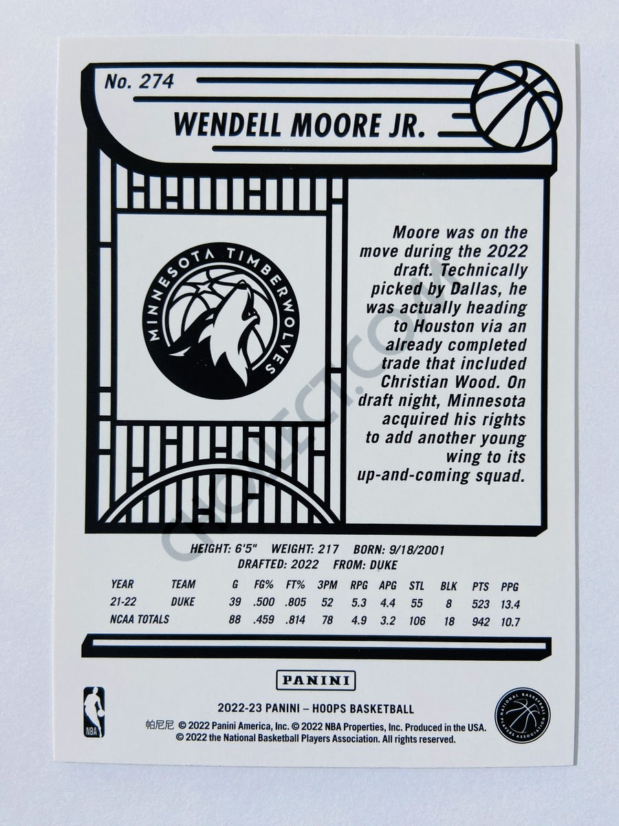 Wendell Moore Jr. - Minnesota Timberwolves 2022-23 Panini Hoops RC Rookie Purple Parallel #274