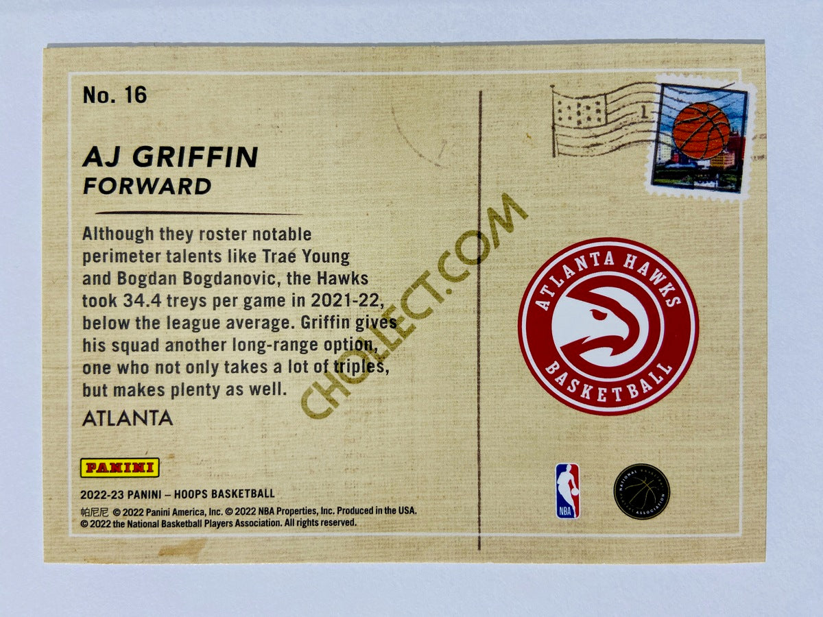 AJ Griffin - Atlanta Hawks 2022-23 Panini Hoops Rookie Greetings Insert #16