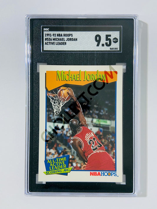 Michael Jordan - Chicago Bulls 1991-92 NBA Hoops All-Time Active Leader #536 [SGC MT+ 9.5] SN: 5681551