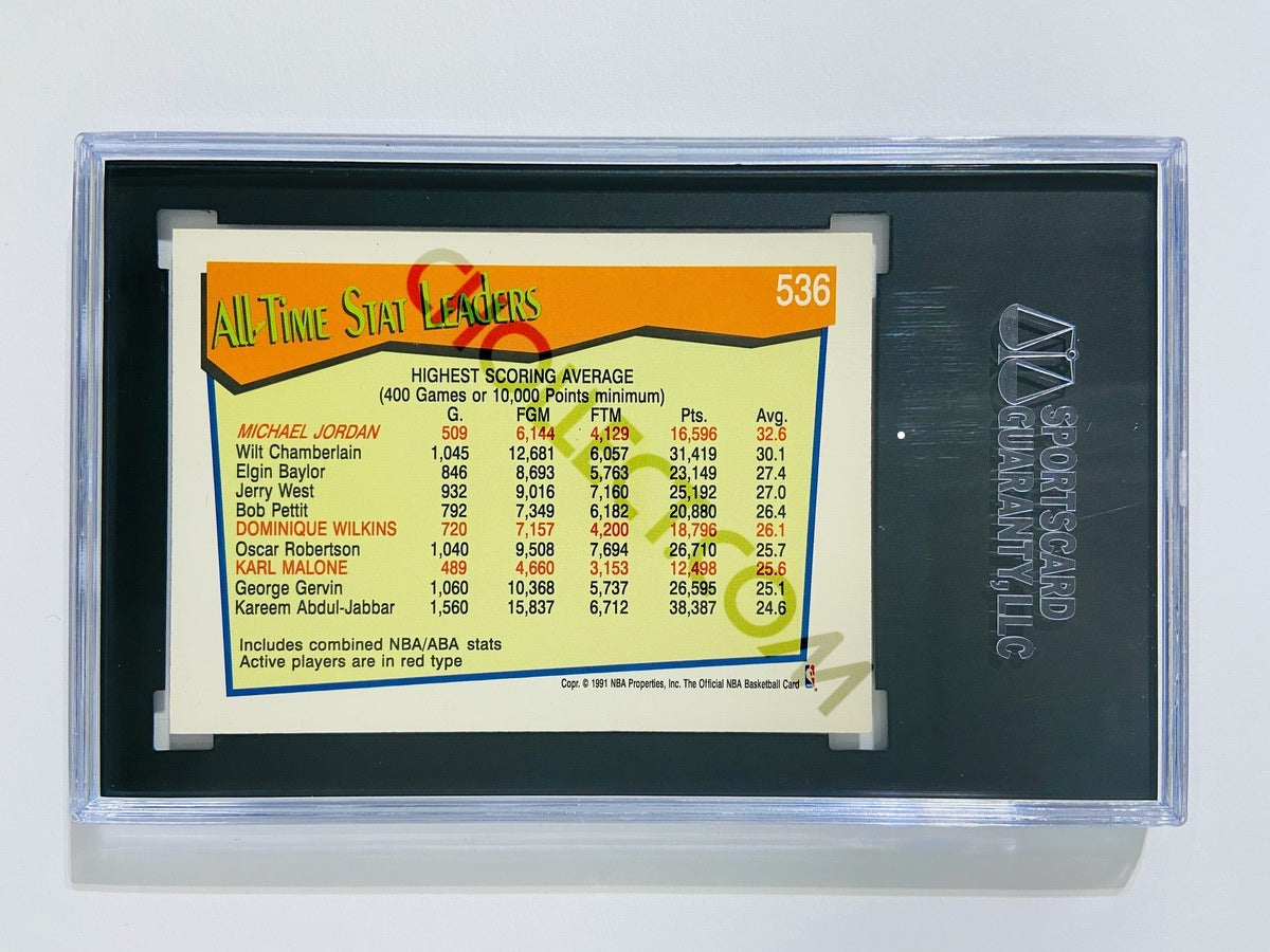 Michael Jordan - Chicago Bulls 1991-92 NBA Hoops All-Time Active Leader #536 [SGC MT+ 9.5] SN: 5681551