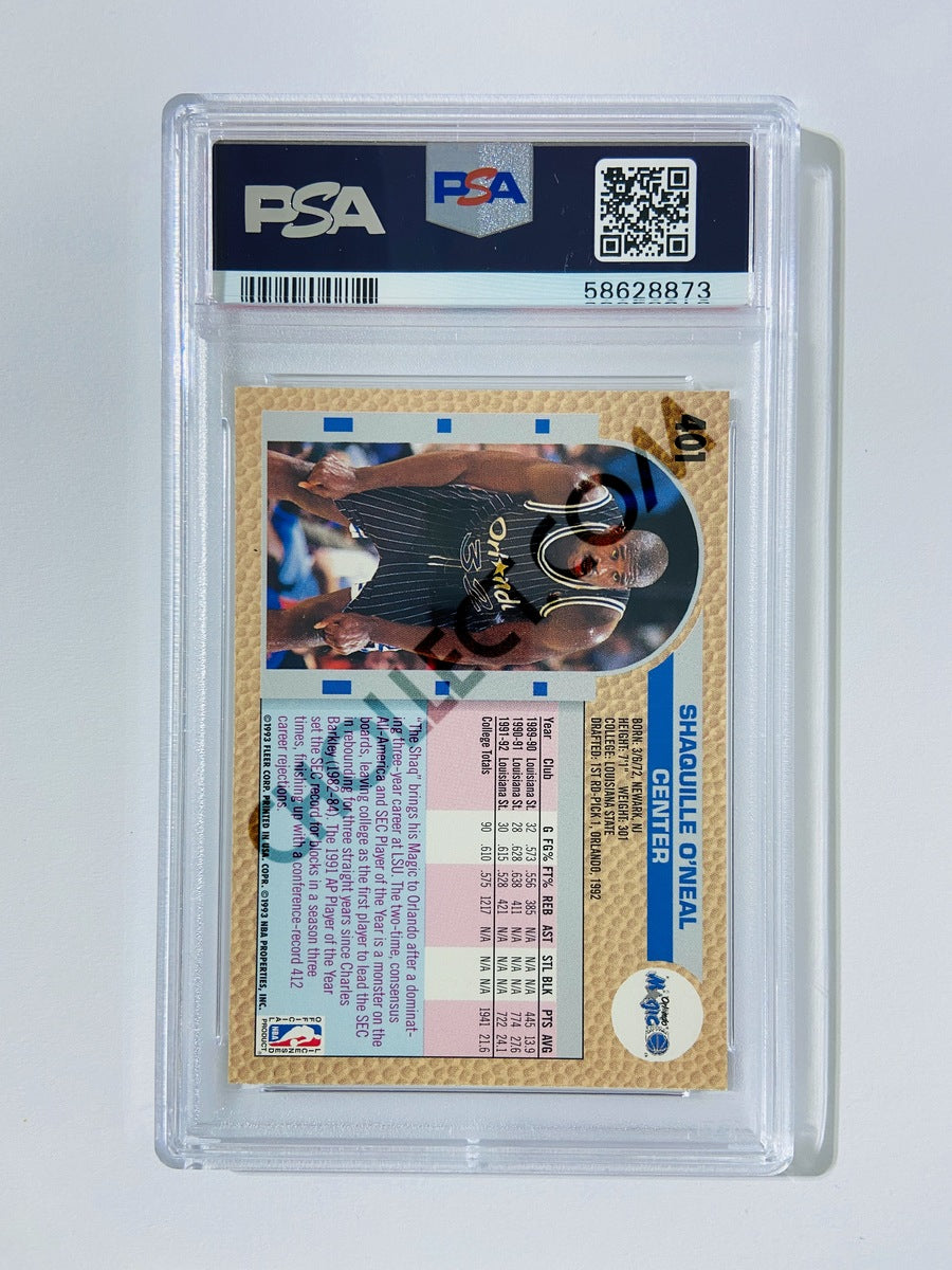 Shaquille O'Neal – Orlando Magic 1992 Fleer Rookie #401 [PSA 9] SN: 58628873