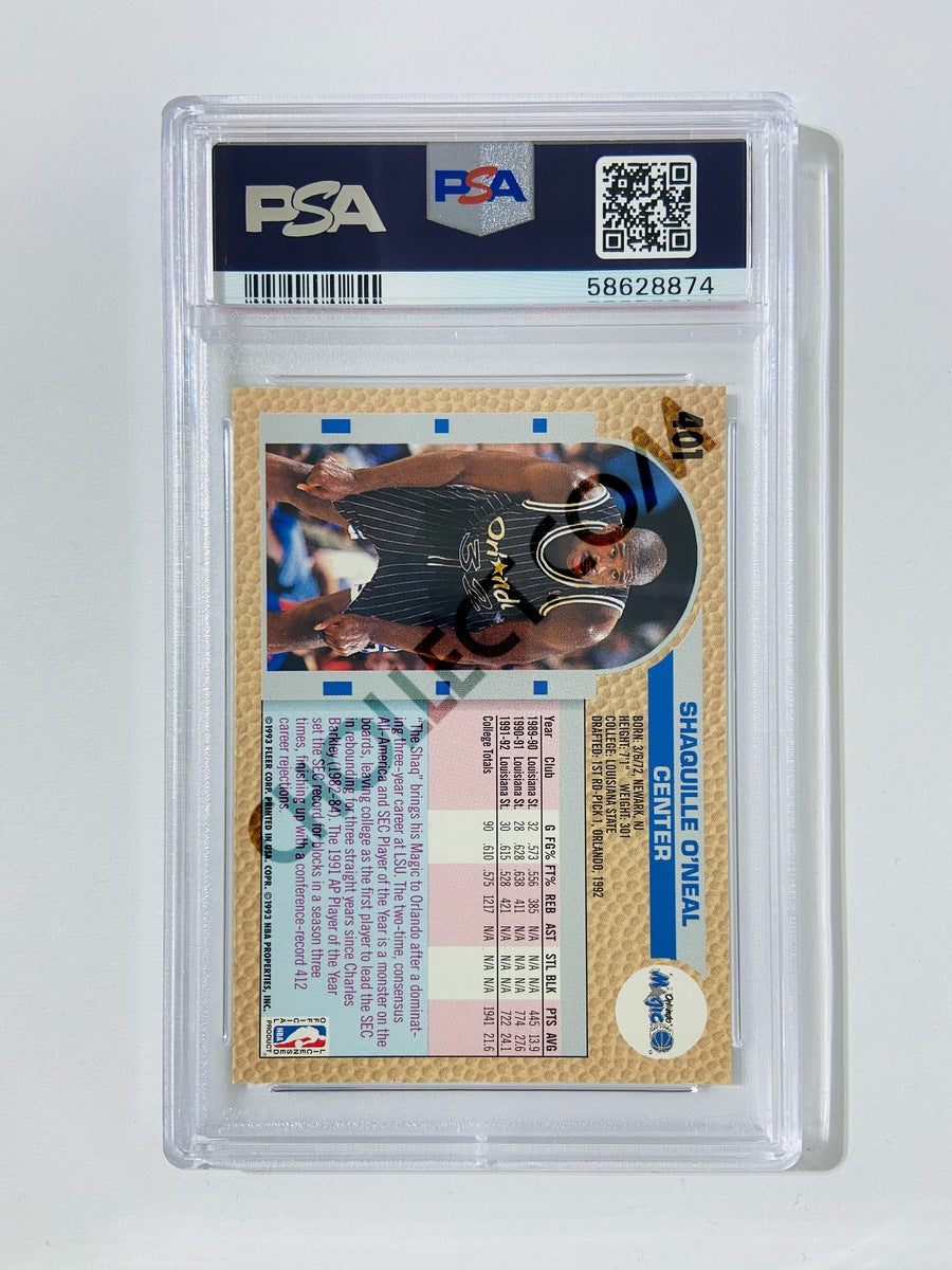 Shaquille O'Neal – Orlando Magic 1992 Fleer Rookie #401 [PSA 9] SN: 58628874