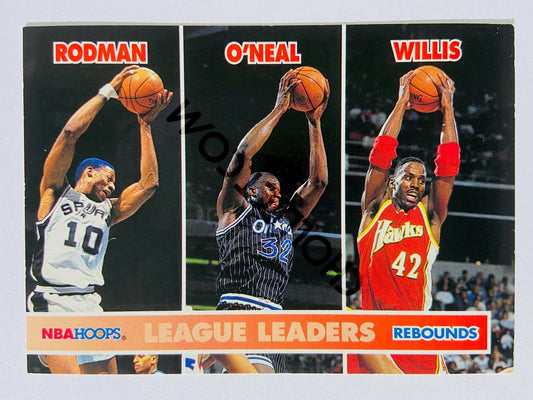 Shaquille O'Neal – Orlando Magic / Dennis Rodman – San Antonio Spurs / Willis – Atlanta Hawks 1993-94 Skybox League Leaders Rebounds #256